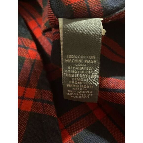 Bonobos Navy Blue and Red Plaid Casual Button Down Size Medium slim fit - Picture 9 of 9